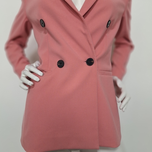Halogen Pink Preppy Coquette Double Breasted Button Blazer Jacket Size XSP - Picture 4 of 13